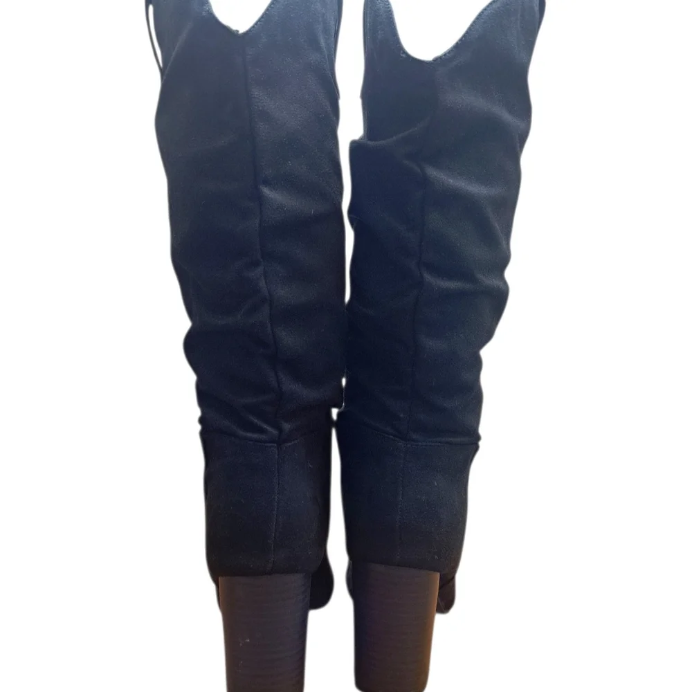 Sugar Faux Suede Knee High Black Slouch Boots Women's Size 8 - Picture 7 of 13